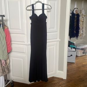 Black maxi prom dress from Tootsies in Dallas.